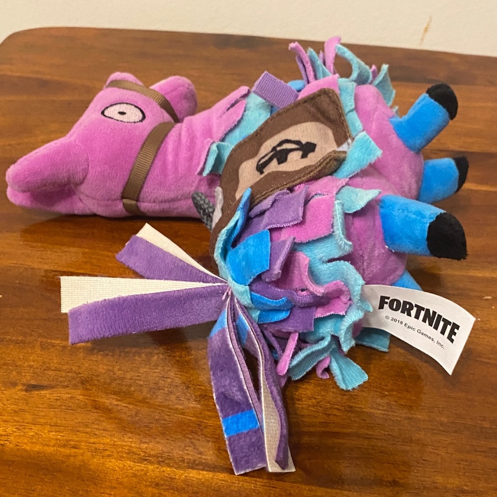 Colorful Pink and Blue Stuffed Llama Toy - Picture 3 of 4